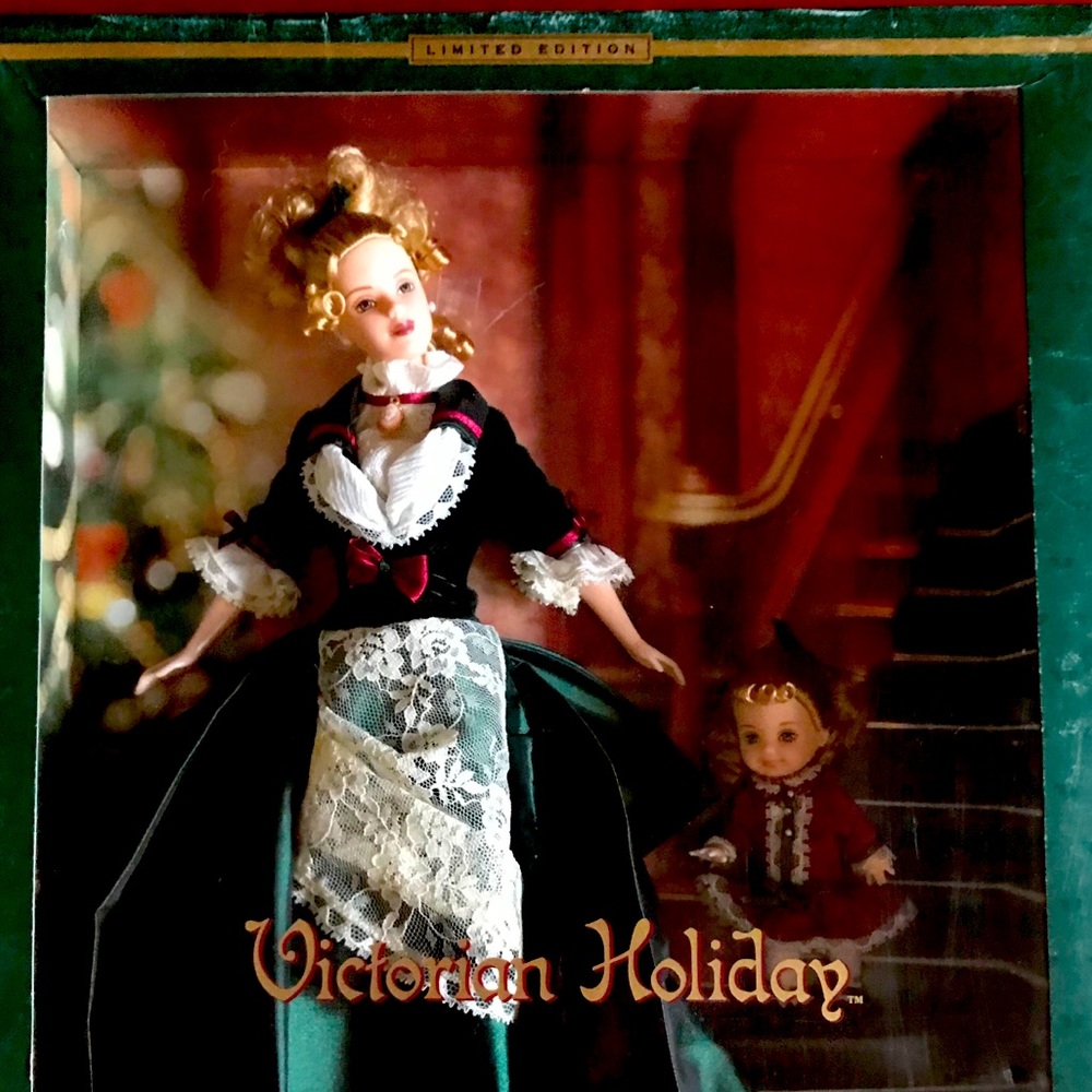 Victorian Holiday Barbie and Kelly dolls
